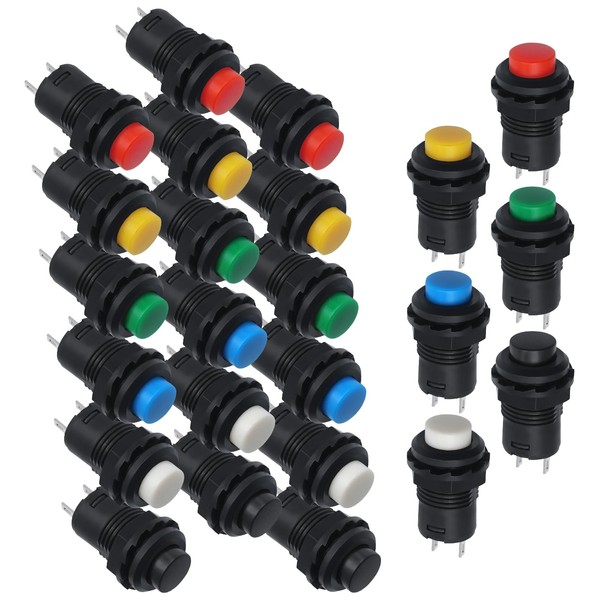 APIELE 24pcs 12mm On/Off Button Round Push Button Self Reset