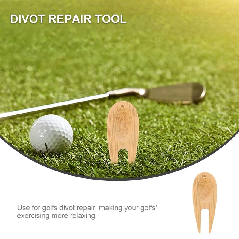 20pcs Green Bamboo Fork Pitch Mark Repairer Pitch Fork Pitchfork
