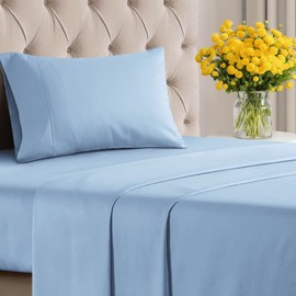 400 Thread Count Cotton - Twin Size Sheet Set - 100% Cotton Sheets - 400-Thread-Count - Sateen Cotton - Deep Pocket Cotton Bed Sheets - Silky & Soft Cotton - Hotel Quality Cotton Sheet for Twin Beds