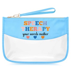 Speech Therapy Gifts for Therapist Blue Makeup Bags with Zipper Speech Therapist Thank You Gifts Speech Language Pathologist Gifts Cosmetic Travel Bag Organizer Appreciation Birthday Present