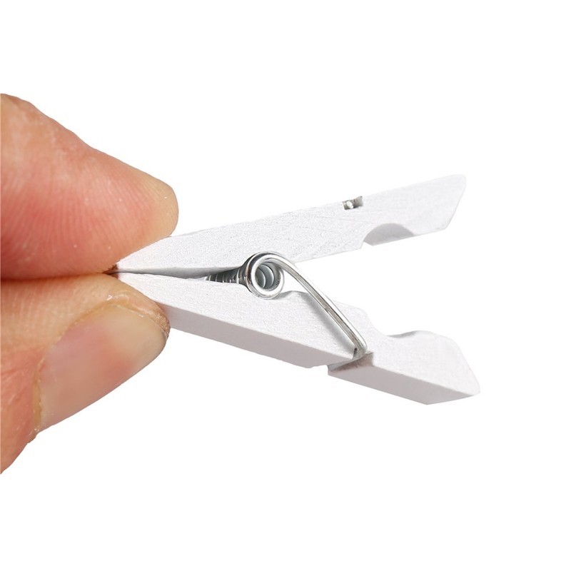 DECORA 100 x White Wooden Mini Clothes Pegs 3.5cm