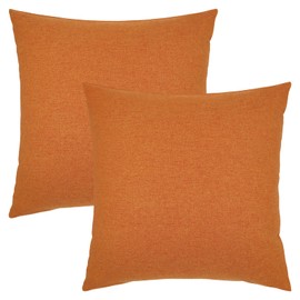 Pack of 2 Orange Pillow Covers Linen Decorative Throw Pillow Covers Outdoor Pillow Cases Patio Balcony Garden Cushion Cases for Couch, Sofa, Bedroom, Bed, Patio, Tent 18 x 18 Inch(45 x 45 cm)