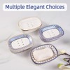 Self Draining Soap Dish, Double-Layer Bar Soap Tray, White Ceramic