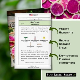 Sow Right Seeds - Watermelon Radish Seed for Planting - Non-GMO Heirloom Packet with Instructions to Plant a Home Vegetable Garden - Unique & Rare Veggie, Watermelon-Like Coloring When Cut (1)
