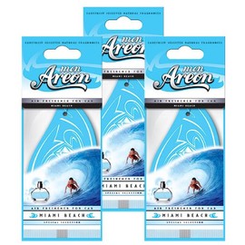 Areon MON Modern Classic Design Hanging Car Air Freshener, Miami Beach Scent (Pack of 3)