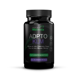 ADPTO KLM - Hongos adaptógenos con 60 cápsulas - Melena de León, Cordyceps, Chaga, Cola de Pavo, Shiitake y Maitake - Energía, Enfoque y Equilibrio Natural para mujeres y hombres