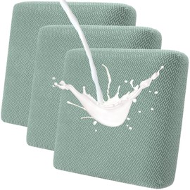Fuloon Waterproof Couch Cushion Covers, Stretch Sofa Seat Cushion Slipcovers Solid Washable Furniture Protector Suitable for Armchair Loveseat Sofa (Sage Green, 3 Pieces)