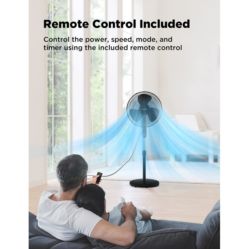 PELONIS 16'' Pedestal Fan for Bedoom, Remote, Standing Fan with