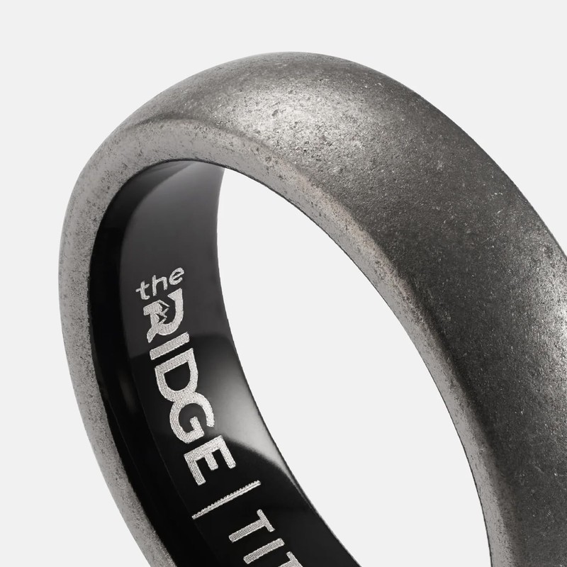 Ridge 6mm Rounded Ring Set - Stonewashed Titanium - 10.5