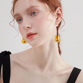 ONLYJUMP Acrylic Guitar Drop Earrings for Women Retro Renaissance Rock Band Music Guitar Dangle Earrings Punk Style Violin Instrument Drop Earrings Jewelry Gifts (Yellow)