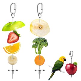 Soporte para Comida de Pájaros, 2 piezas de soporte para comida para pájaros, comedero para pájaros, Soporte para Palitos de Frutas Y Verduras de Loro de Acero Inoxidable, Juguete de Forraje