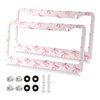 Coikll Pink Bow License Plate 2 Holes Frame Rustproof Aluminium
