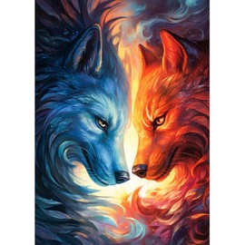 Fumupe 5D Diamond Painting Kits for Adults, Wolf Diamond Art Kits Adults Beginners, Full Drill Animal Diamond Painting Kit, Diamond Embroidery Crystal Gem Art Kits Adults for Home Wall Decor 30x40cm