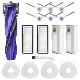 Asdazrxy 16-Piece Accessories Replacement for Narwal Freo X Ultra Robot Vacuum, Complete Accessory Kit with 1 Main Brush, 2 Dust Bags, 2 Hepa Filter, 4 Mop Pads, 6 Side Brushes, 1 Cleaning Brush