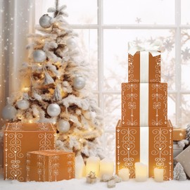 Epakh Gingerbread Cookie Boxes Decoration Large Christmas Stacking Boxes with Lids for Gingerbread Cookie Decorative Nesting Storage Gift for Xmas Holiday Birthday Party Gift Decor Supplies