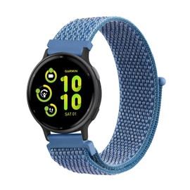 Nylon Strap for Garmin Vivoactive 5/3 Music Strap,Venu/Venu 2 Plus,Venu Sq/Sq Music/Sq 2/Sq 2 Music Strap, 20mm Adjustable Replacement Watch Strap (Blue)