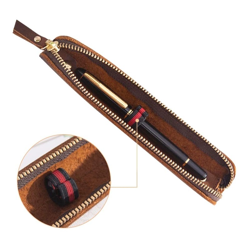 Leather Pencil Case, Retro Pencil Case, Portable Pen Case with