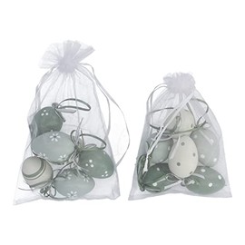 Gisela Graham 2 Bags of Green and White Easter Egg Decorations
