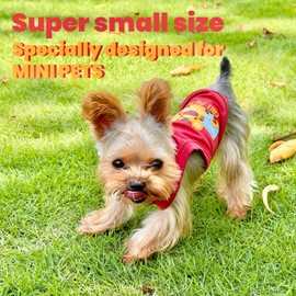 YorkieGogo Handmade Tiny Pet Shirt, Cotton & Elastic Clothes for Small/Teacup/Newborn Cats and Dogs, Rabbits (XXS (1.5-3 lbs), Tiger (Red))