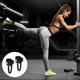 Fußschlaufen Kabelzug 2 Stück Fußmanschetten und Karabiners Fußschlaufen für Männer und Frauen Ankle Straps für Fitness Training Beinstrecker Beintraining Schwarz
