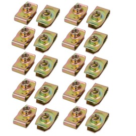 sourcingmap Fit M8 Screw 65Mn Spring Steel Zinc Plated U Nut Brass Tone 26.5mm x 16mm 20pcs