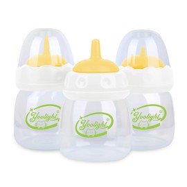Pet Feeding Bottle,3 Pack 60ml Nursing Bottle, 3 Sizes Nipples with Ventilation Valve Resistant Tearing Perfect for Puppies, Kittens, Small Wildlife (Yellow)
