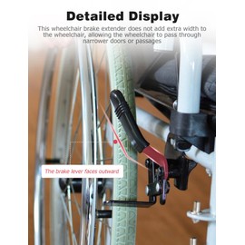 Mellbree 2Pcs Wheelchair Brake Extenders, 5 Inch, Silver, Curved Metal Version, Fits Outward-facing Brakes, Maintains Narrow Width