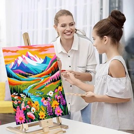 DIYDECORFUN Mountain Paint by Numbers Kit for Adults, Flower Mountain Paint by Numbers Kits for Beginner, Adult Paints by Number Kit on Canvas Adult DIY Arts Crafts for Home Wall Decor(16x20in)