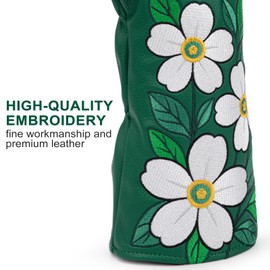 Golf Club Covers for Women Men Golfers, Green with Blooming Flowers Golf Driver Headcover fits up to 460CC, Great Golf Gifts for Women (Driver Cover)