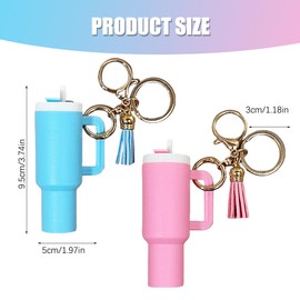TTPSRY Mini Keyring, Cute Keychain for Mini Cup Fans, Mini Cup Shaped Pendant for Women Key Rings, Cute Keyrings, Sky Blue & Pink, Unit size