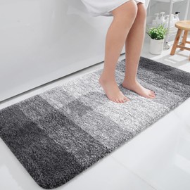 OLANLY OLANLY Bathroom Runner Rugs 45x27, Extra Soft Absorbent Microfiber Bath Rugs, Rubber Backing, Quick Dry, Machine Washable Bath Mats for Bathroom Floor, Tub, Shower and Home Decor Accessories, Grey