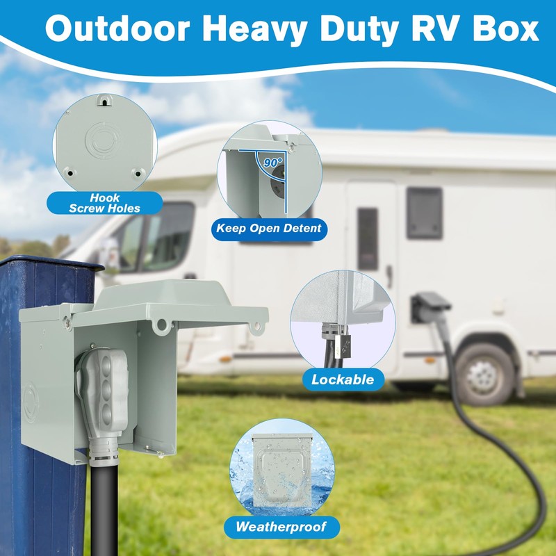 BEBOBLY 30 Amp RV Power Outlet Box, 125 Volt NEMA