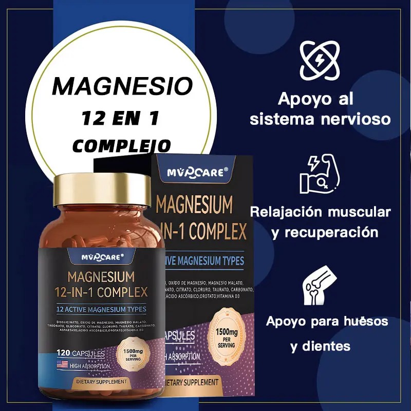 Magnesio Complex Citrato Polvo Glicinato Gluconato Óxido Más Chelate 1500mg
