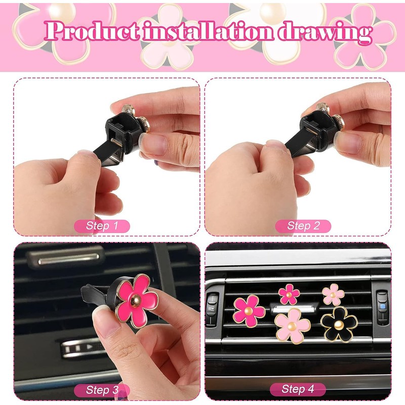6 Pieces Cute Daisy Flower Air Vent Clip Air Conditioning
