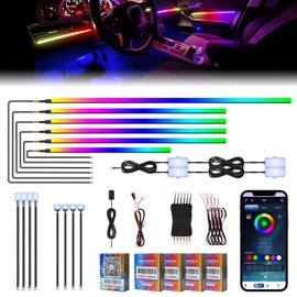 Dreamcolor Acrylic Interior Car LED Strip Light with Wireless Self-Developed App, RGB 18 in 1 with 175 inches 593 LEDs Ambient Lighting Kits, 16 Million Colors Music & DIY Function