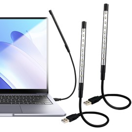 CZBRO 2 Pcs Keyboard Light Portable USB LED Light for Keyboard 10 Lamp Beads LED Laptop Light with Long Gooseneck Flexible Stick Laptop Light for Reading Book and Striking Keyboard (2 Pcs, Black)
