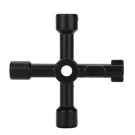 Black 4 Way Universal Zinc Alloy Cross Key Electricians Valve Tool for Water Electric Gas Meter Box Cupboard Opening, Electric Cabinet Keys Gas Meter Keys Service Cross Key