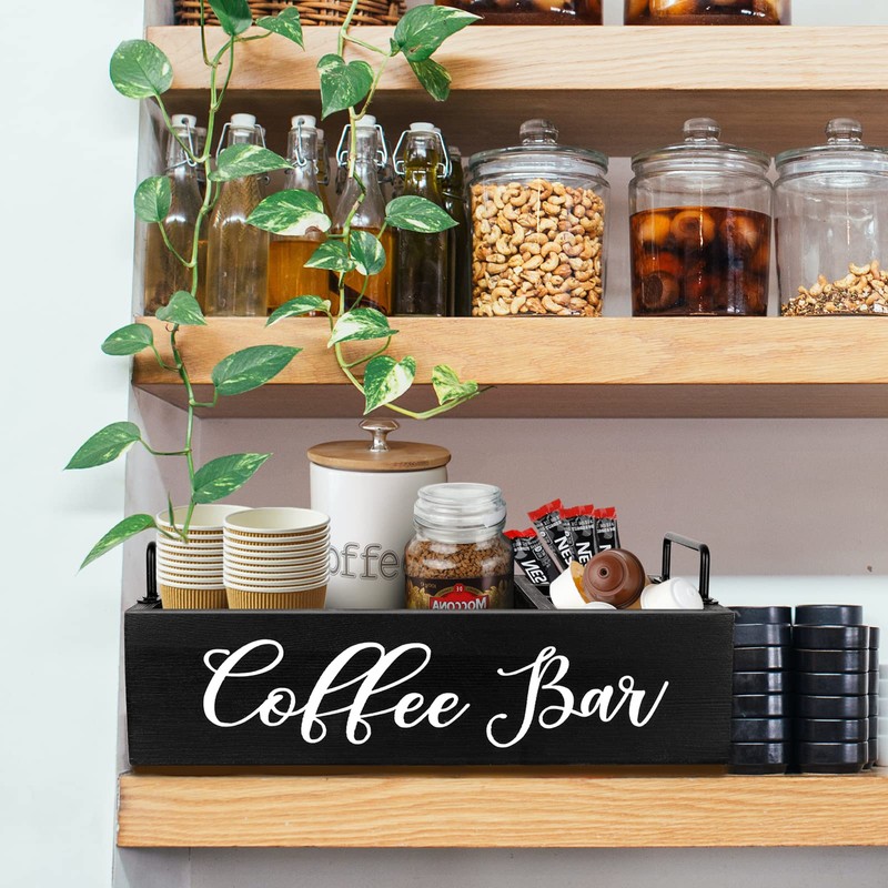 MINCORD Coffee Station Organizer Wooden Coffee Bar Holder Accessories for