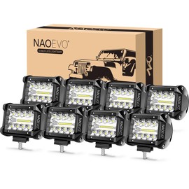 NAOEVO 4 Inch LED Pod Lights, LED Fog/Driving/Off Road Lights LED Light Bar with Spot Flood Combo, LED Cube Work Lights for Truck Boat ATV UTV Pickup, 8 Pcs (White)