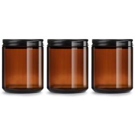 GIVAMEIHF 8oz Amber Glass Jars with Lids (3 Pack) - Empty Candle Jars for making candles,Cosmetic Jar,Amber Containers with Lids for Creams,Lotions,Spices