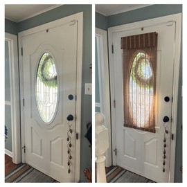 LUSTROWIN Cordless Bamboo Roman Shades with Valance, Light Filtering Pull Down Shades for Indoor Windows, Medium Brown, 20" W x 48" H