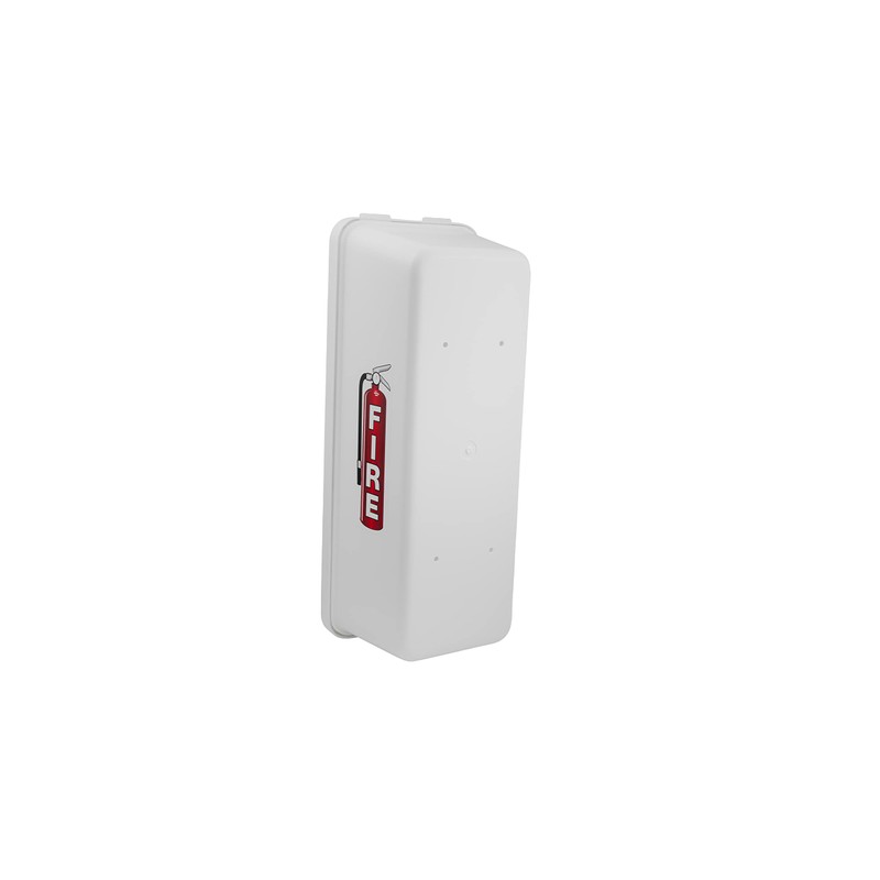 White Surface-Mounted Fire Extinguisher Cabinet with Pull-Panel for 10 lb.