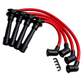 VMS RACING 90-00 Red 10.2mm Performance High Heat Spark Plug Ignition Wires Set Compatible with Mazda Miata Mx-5 1.6L and 1.8L Engines 1990-2000