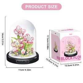 KBIBCK Flower Bouquet Building Kit, Flower Bouquet Building Blocks Set, Mini Building Blocks Flower Bouquets with Dust Cover, Botanical Collection Flower Bouquet Décor Gift for Her Women Mom(Gardenia)