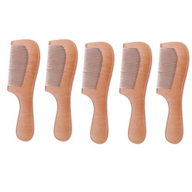 5Pcs Wood Wooden Hair Comb Ergonomic Handle Prevent Slip Lightweight Portable Close Tooth Peach Wood Hair Comb