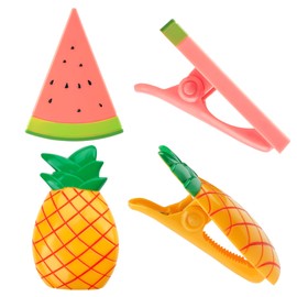 CAIRIAC Pineapple Beach Towel Clips for Beach Chairs Cruise, 4 Pack Large Plastic Clothespins Heavy Duty Watermelon Pool Chair Clips for Towels, Pool Accessories (Orange, Pink)