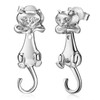 Materia #SO-195 2-in-1 Cat Stud Earrings Rhodium-Plated 925 Silver Women's