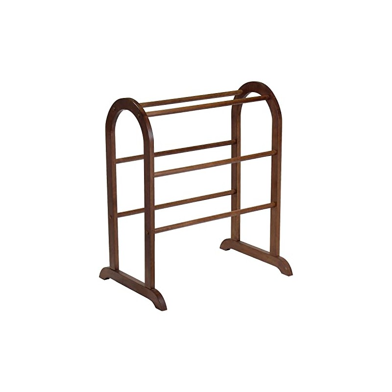 Winsome 94326 Wood Quilt Rack With 6 Rungs, Antique Walnut