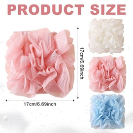 3 Pcs Washcloth Loofah Combo - 2 in 1 Bath Loofah Sponge with Drawstring, That Holds Bar Soap-Exfoliation Mesh Shower Ball, Washcloth Loofah Combo for Body Wash & Smooth Skin