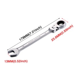 KATUR 13mm Ratcheting Wrench Set Flexible Pivoting Head Ratchet Combination Spanner Wrench Chrome Vanadium Steel Metric Tool (13mm)
